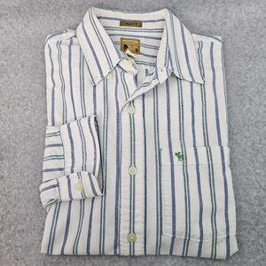Vintage Abercrombie‎ Men's Cotton Button-Down Green and Blue Stripe Size Lg